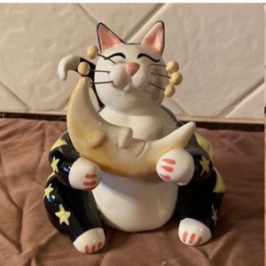 Amy lacombe  2002 whimsical Black Cat Stars and Moon